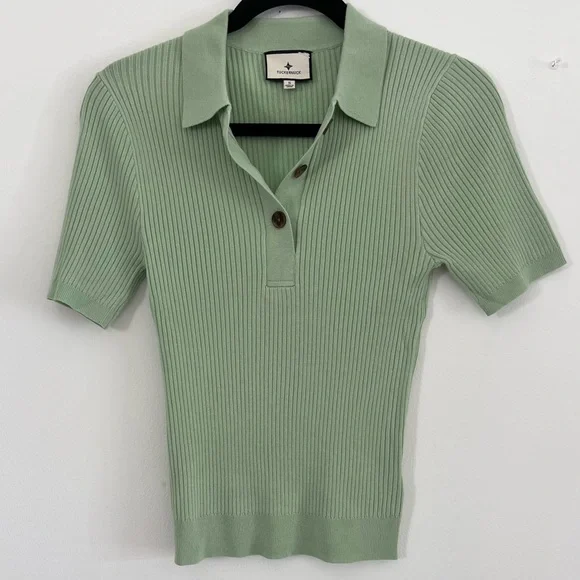 Tuckernuck Mint Olivia Ribbed Polo Top - SMALL - Picture 6 of 9